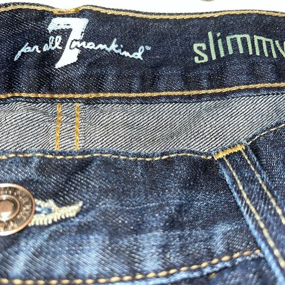 7 for all Mankind Slimmy Men's Dark Wash Distressed Straight Jeans Size 36 NWT - Picture 9 of 10